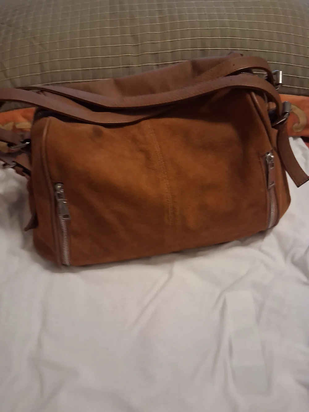 Wonen's Brown Suede Crossbody Shoulder Bag
